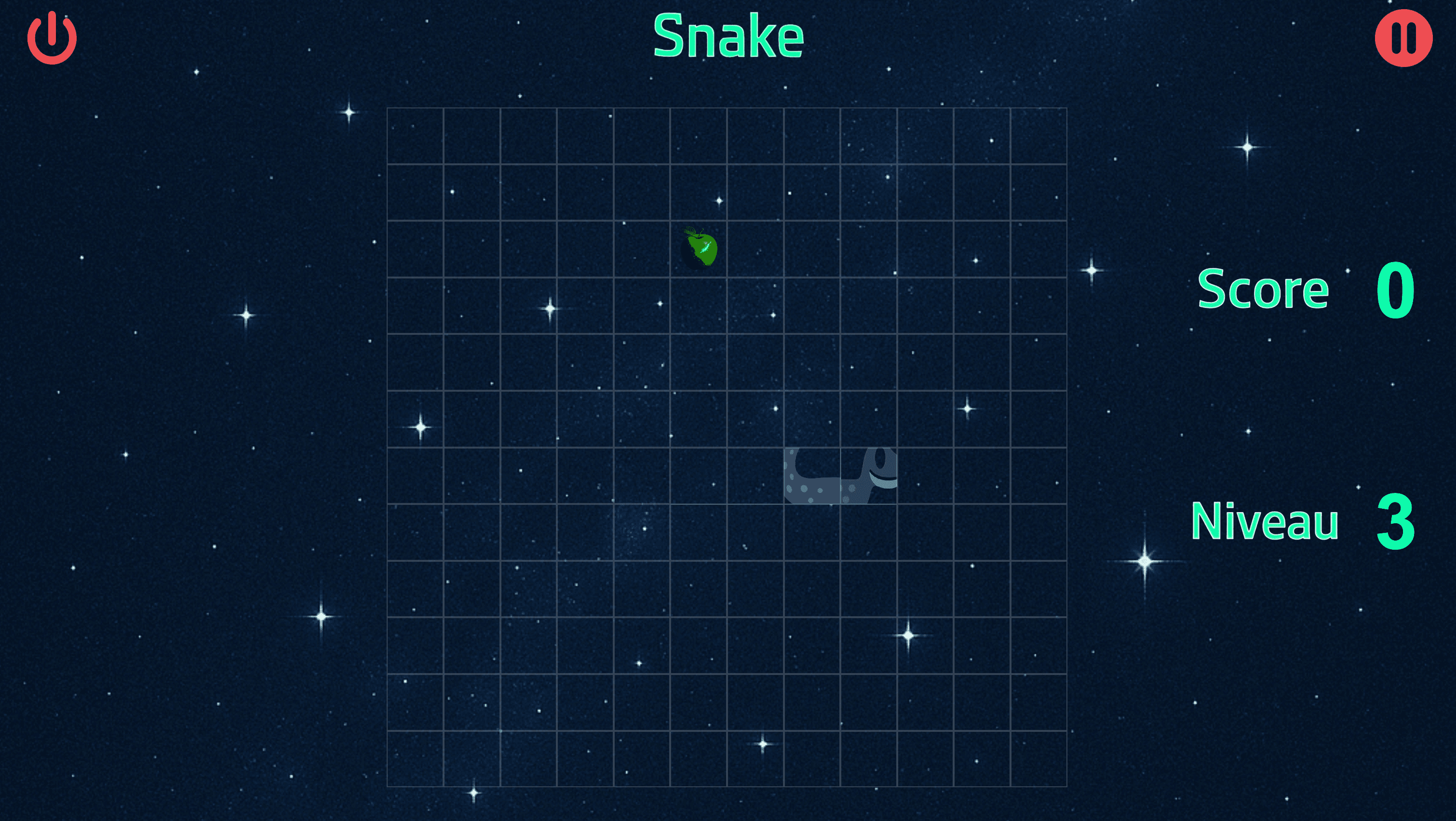 Interface du jeu Snake web