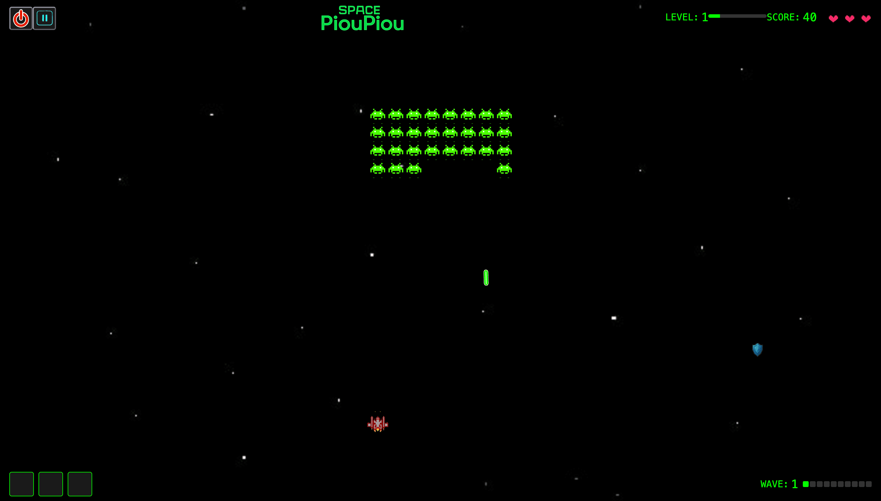 Captures de la plateforme Web Games avec Snake, Tetris, Space Pioupiou et Spaceship Battle 3