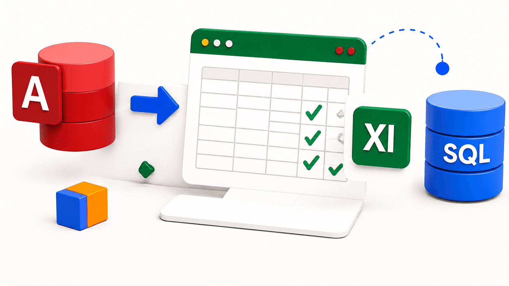 Illustration de workflow data avec Access, Excel et SQL